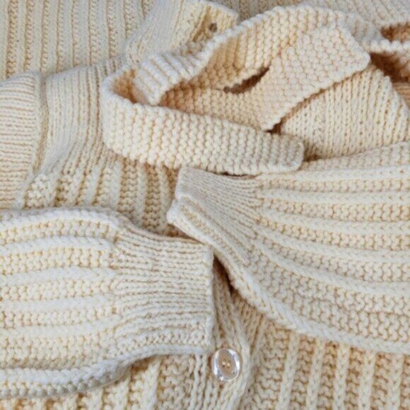 Vintage Handmade Knit Maxi Cardigan Button Up Self Tie POCKETS Medium La… - Picture 10 of 16